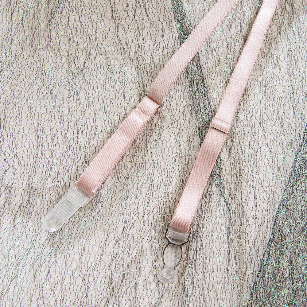Heart Bow Metal Ring Suspender Lingerie Set