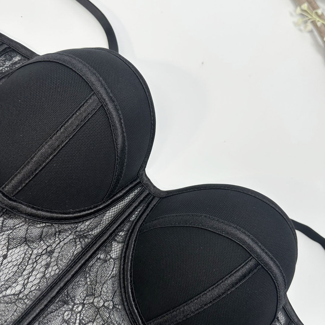 Breathable Open Back Lace Fishbone Corset Bra