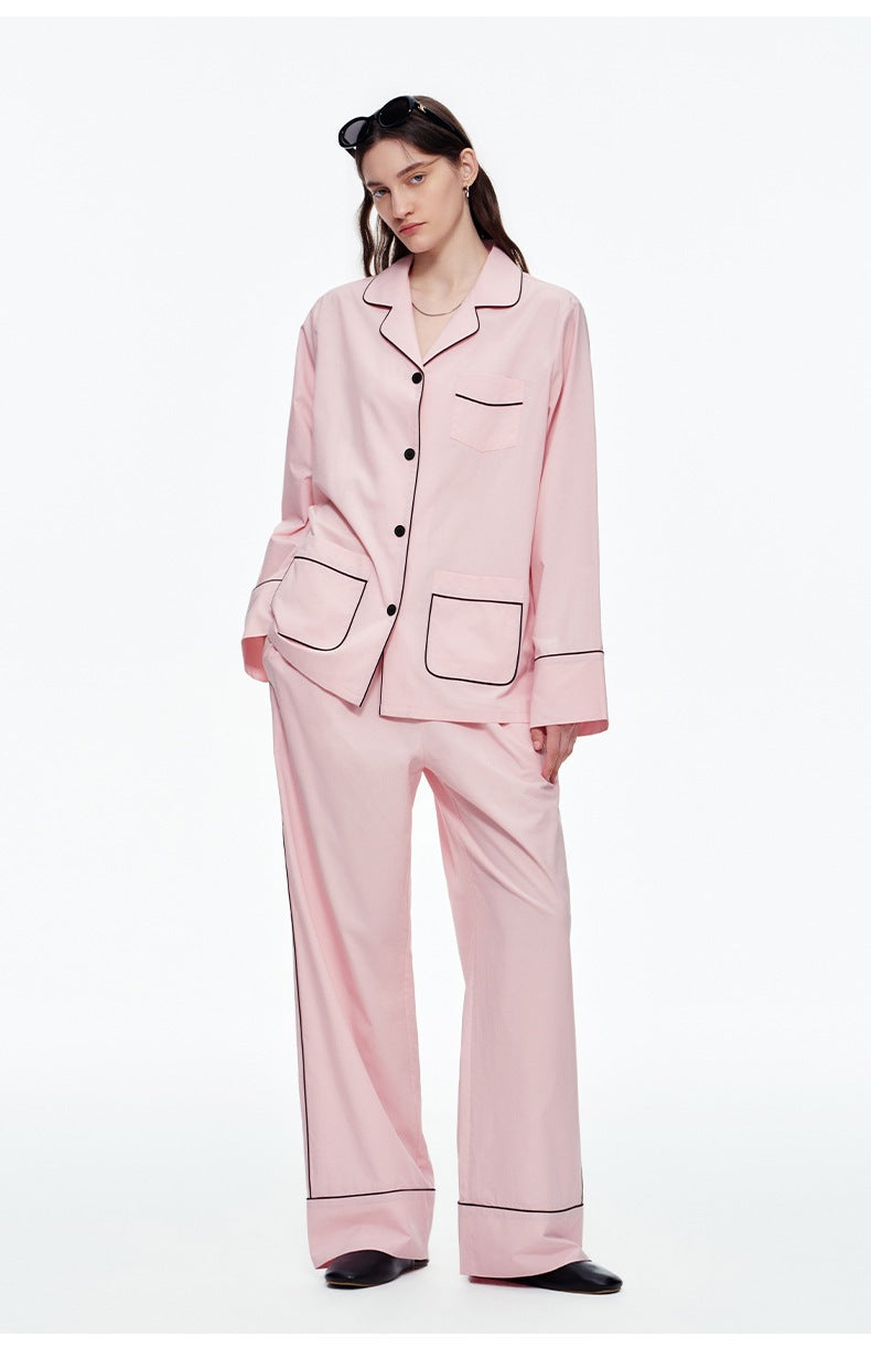 Lyocell Cardigan Lapel Long Sleeve Pajama Set | Elegant Wearable Loungewear