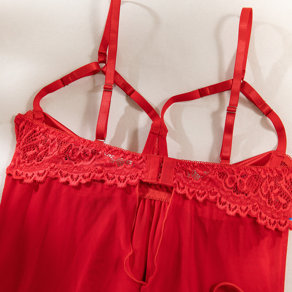 Satin Bow Sheer Lace Sleep Dress