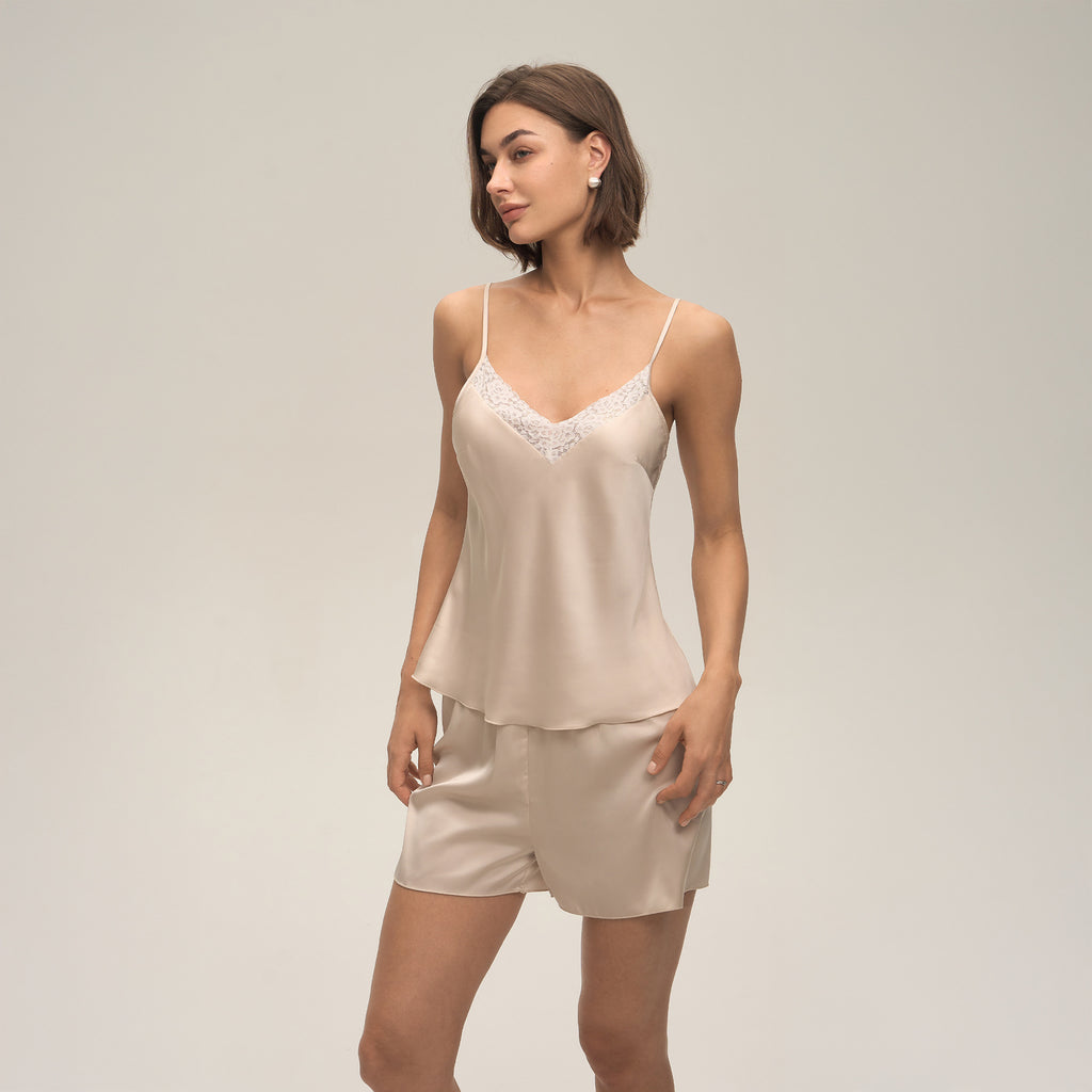 Lace Spaghetti Strap Shorts Pajama Set — Comfortable Summer Loungewear
