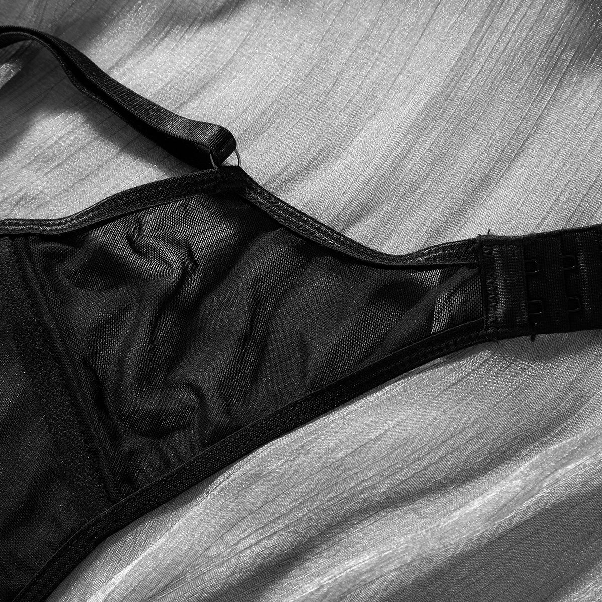 Fishbone Colorblock Sheer Mesh Lift Bra Set