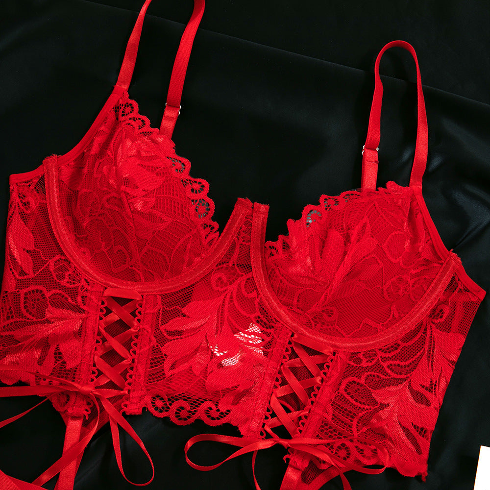 Lace Strap Lingerie Set | Elegant Bra & Brief for Women