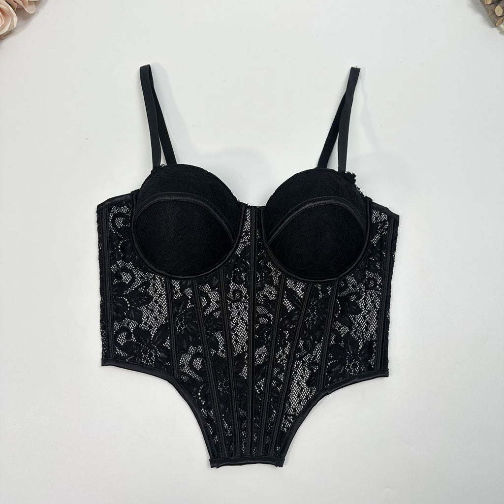 Luxury Lace Trim Fishbone Corset Bra