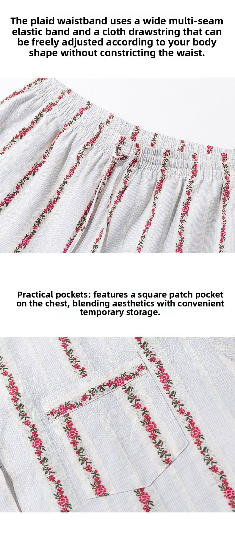Pure Cotton Rose Stripe Short Sleeve Pajama Set | Sweet Summer Loungewear