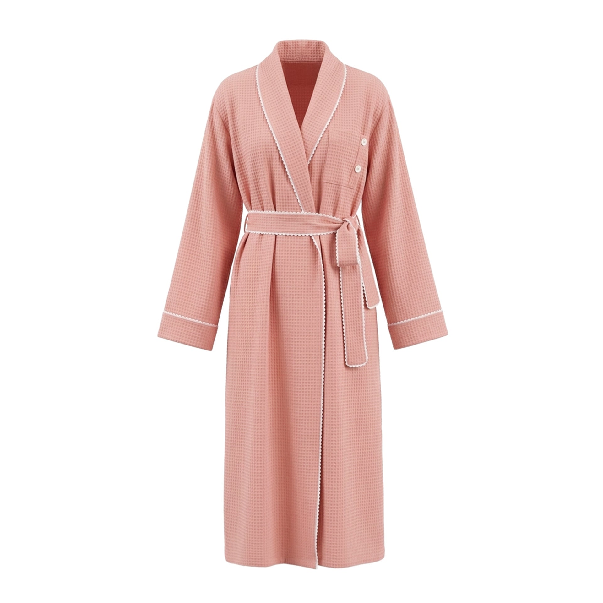 Stripe Waist-Tie Long Morning Robe | Soft Loungewear with Sleep Mask