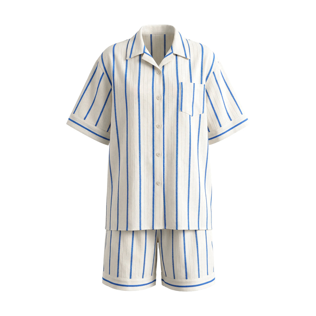 Classic Stripe Short Sleeve Pajama Set | Casual Summer Loungewear