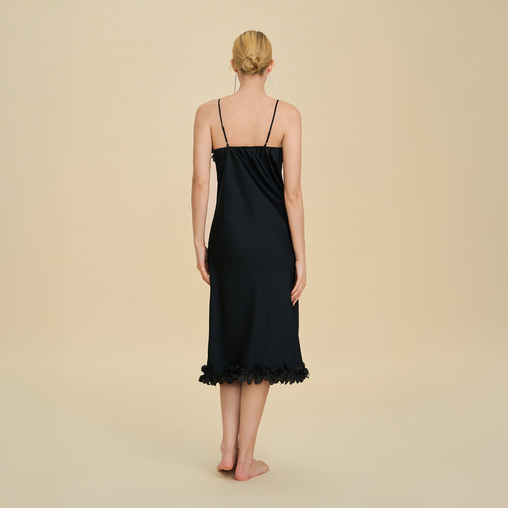 French Petal Satin Spaghetti Strap Nightdress — Luxury Sleepwear