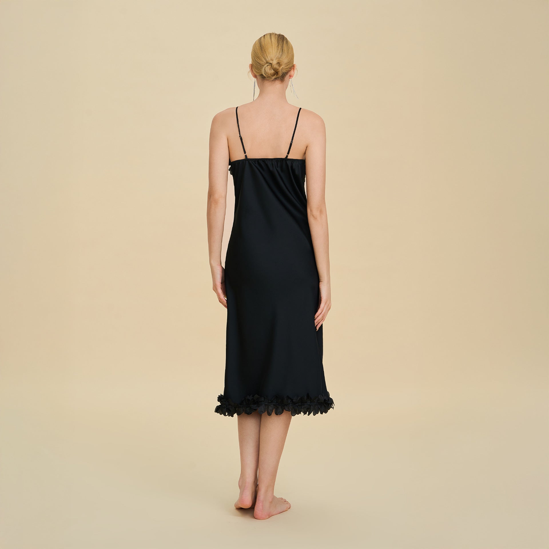 French Petal Satin Spaghetti Strap Nightdress — Luxury Sleepwear