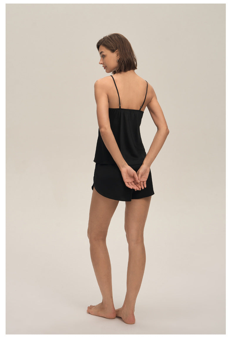 Satin Chiffon Spaghetti Strap Shorts Pajama Set — Sexy Summer Loungewear