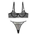 Sheer Mesh See-Through Bra Lingerie Set | Anti-Sag Support | Briefs or Thong | Black White