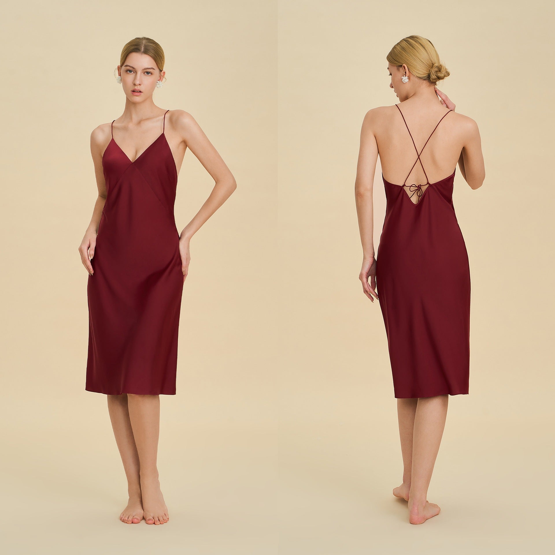 Backless V-Neck Spaghetti Strap Short Nightdress | Sexy Summer Sleepwear