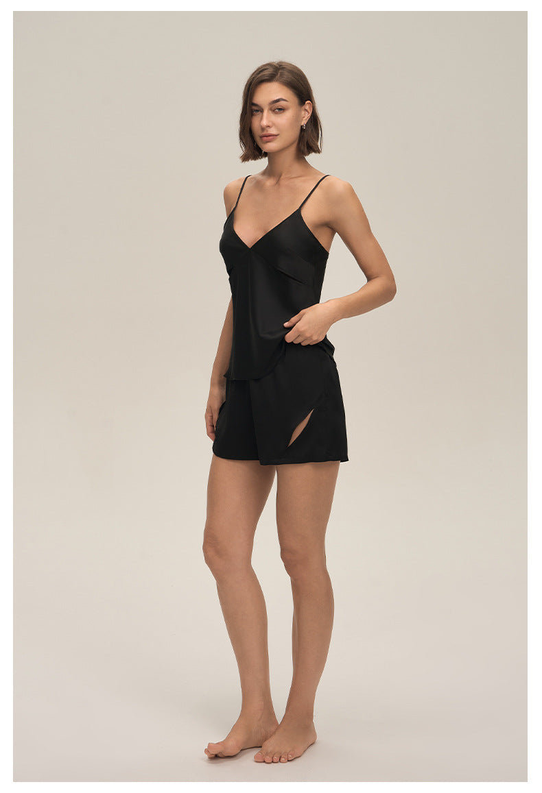 Satin Chiffon Camisole Shorts Loungewear Set — Women's Pajamas