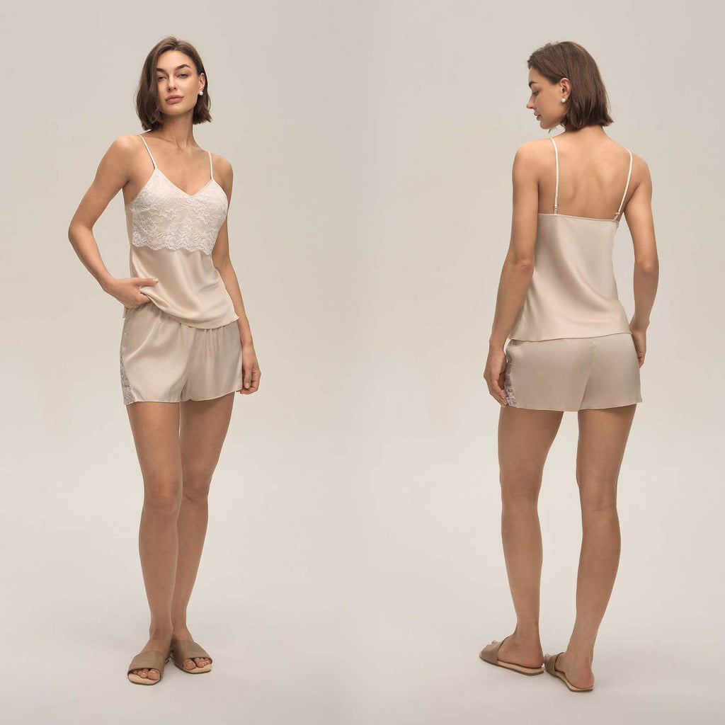 Lace Spaghetti Strap Shorts Casual Loungewear Set — Women's Homewear
