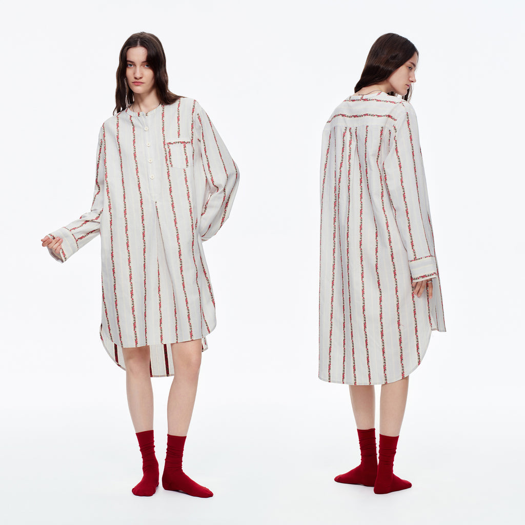 Red Rose Stripe Long Sleeve Pajama Set | French Sweet Loungewear