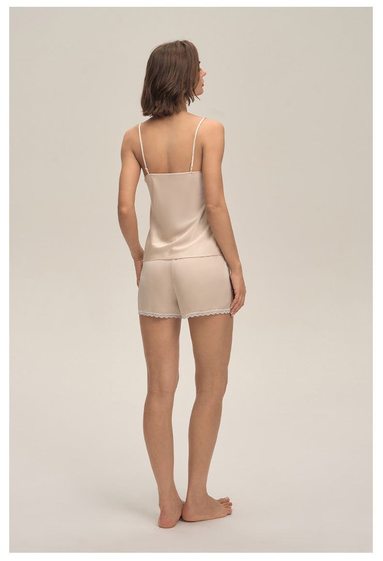 Lace Spaghetti Strap Shorts Loungewear Set — Casual & Comfortable Homewear
