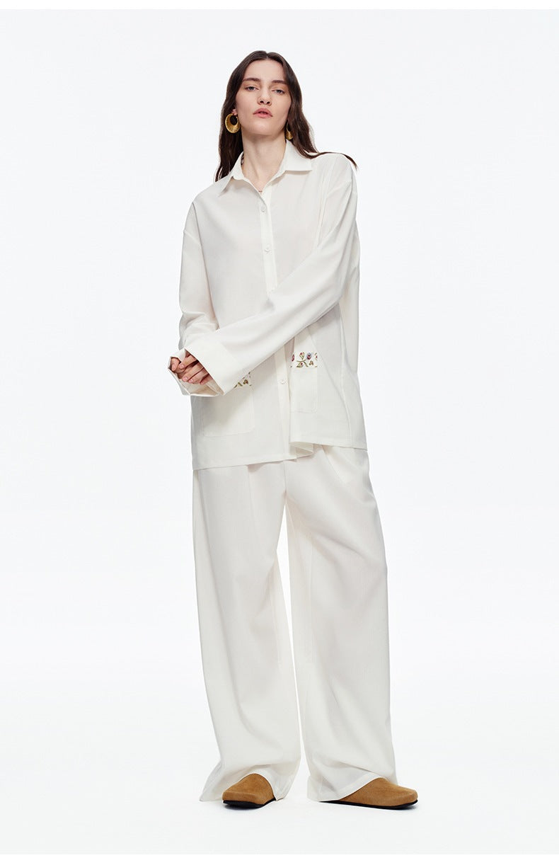 Lyocell Embroidery Long Sleeve Pajama Set | Loose Spring & Autumn Loungewear