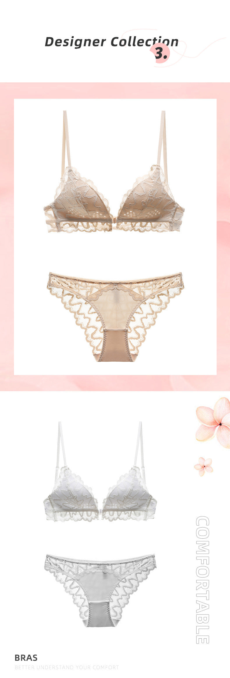 French Halter Bra Set – U-Shape, Cross-Front