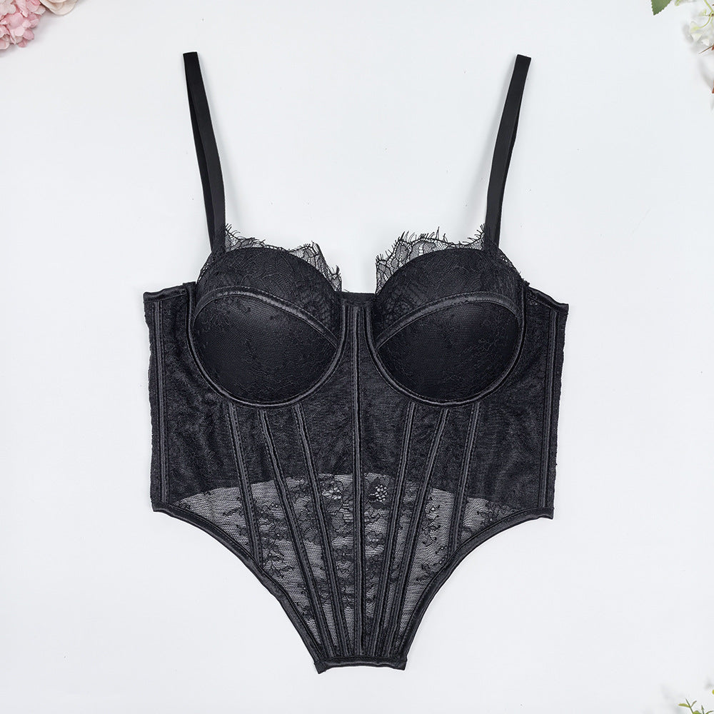Open Back Lace Fishbone Corset Bra