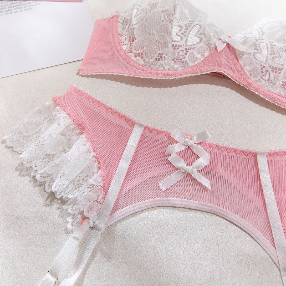 Lace Mesh Splice Nurse Fantasy Five-Piece Sexy Lingerie Set