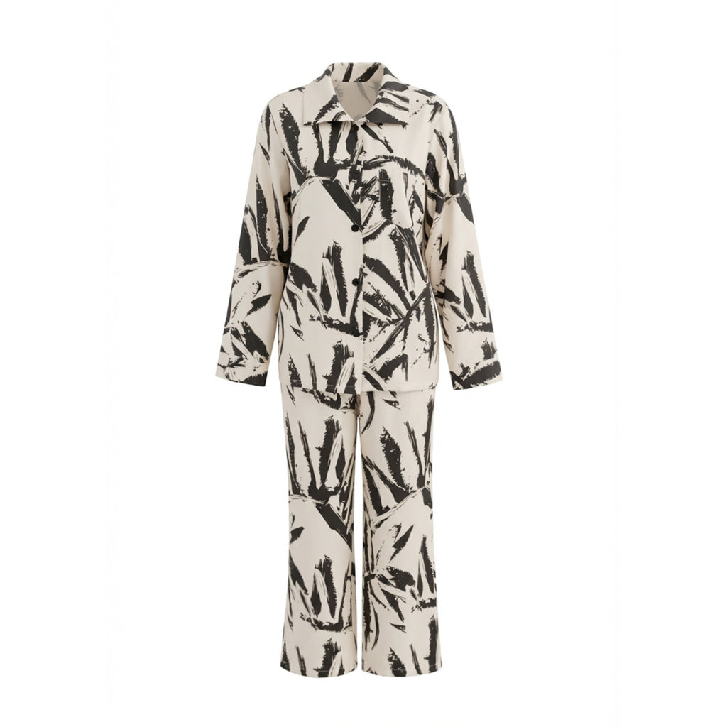 Printed Long Sleeve Pajama Set | Skin-Friendly Comfort Loungewear