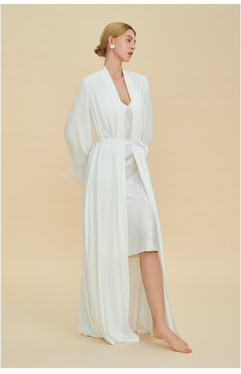 Amazon's new pajamas set women's spring and summer long nightgown suspender nightdress two-piece set women's loungewear women