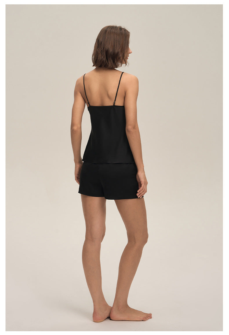Satin Chiffon Camisole Shorts Loungewear Set — Women's Pajamas