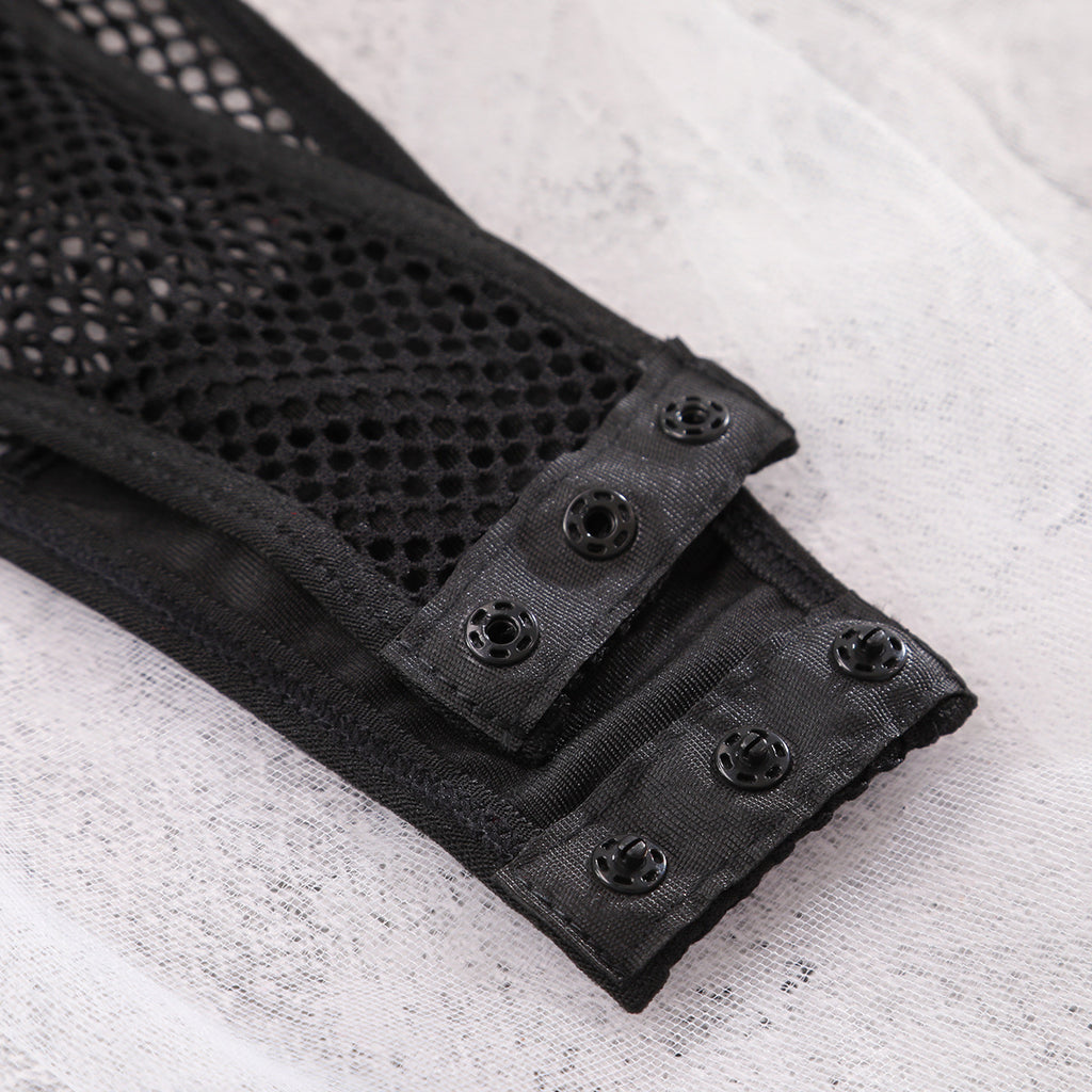 Sheer Mesh Metal Neck Bodysuit