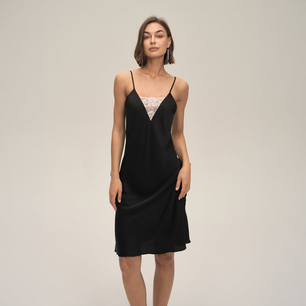 Satin Chiffon Lace Halter Slip Dress — Sexy Summer Sleepwear