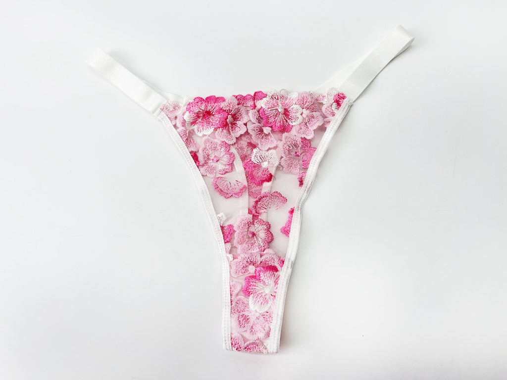 Embroidery Print Lace Bra Set – Sheer, Supportive, Full Coverage
