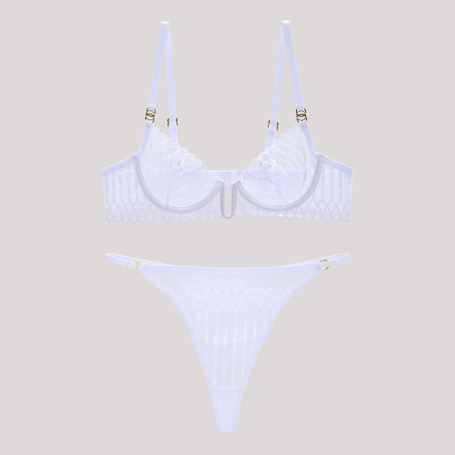 Sheer Mesh See-Through Bra Lingerie Set | Anti-Sag Support | Briefs or Thong | Black White