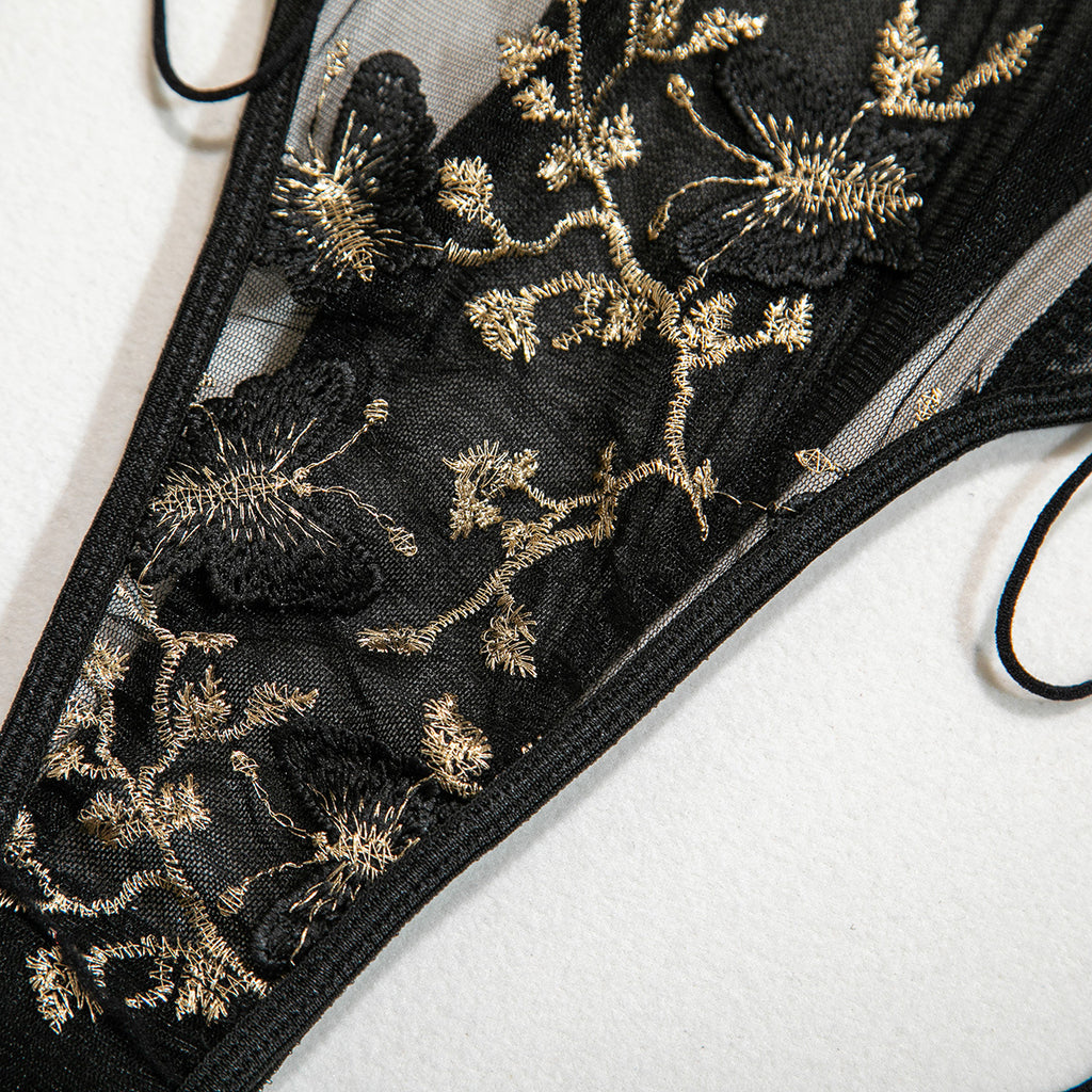 Butterfly Embroidery Slim Fit Bodysuit