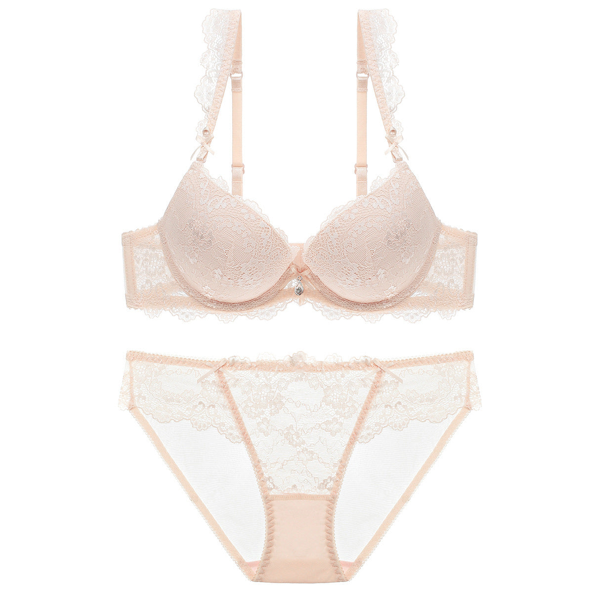 Push-Up Lace Bra Set – Side Support, Anti-Sag & Minimizing | 5 Colors