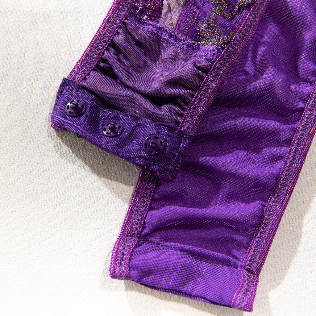 Butterfly Embroidery Slim Fit Bodysuit