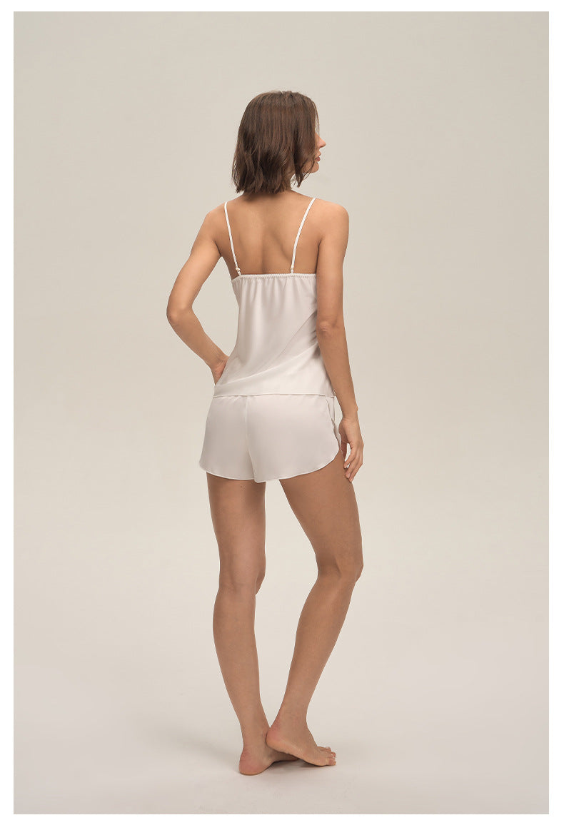 Satin Chiffon Spaghetti Strap Shorts Pajama Set — Sexy Summer Loungewear