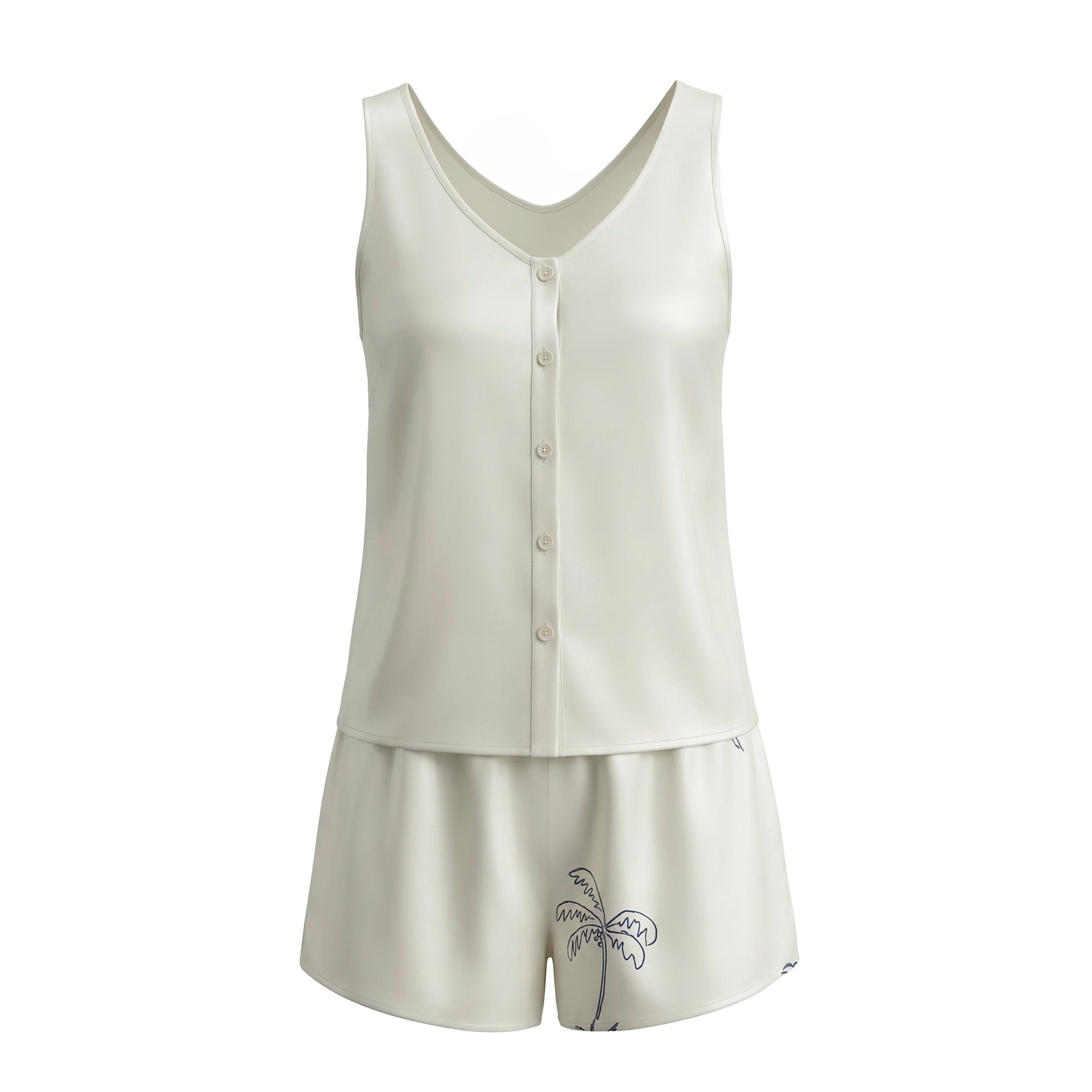 Silk Vest & Shorts Luxury Loungewear Set — Women's High-End Homewear