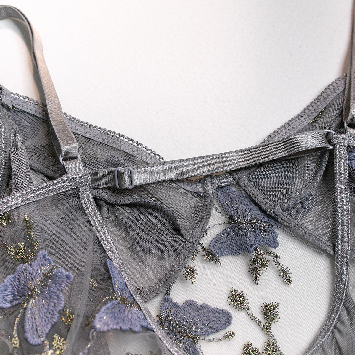 Butterfly Embroidery Slim Fit Bodysuit