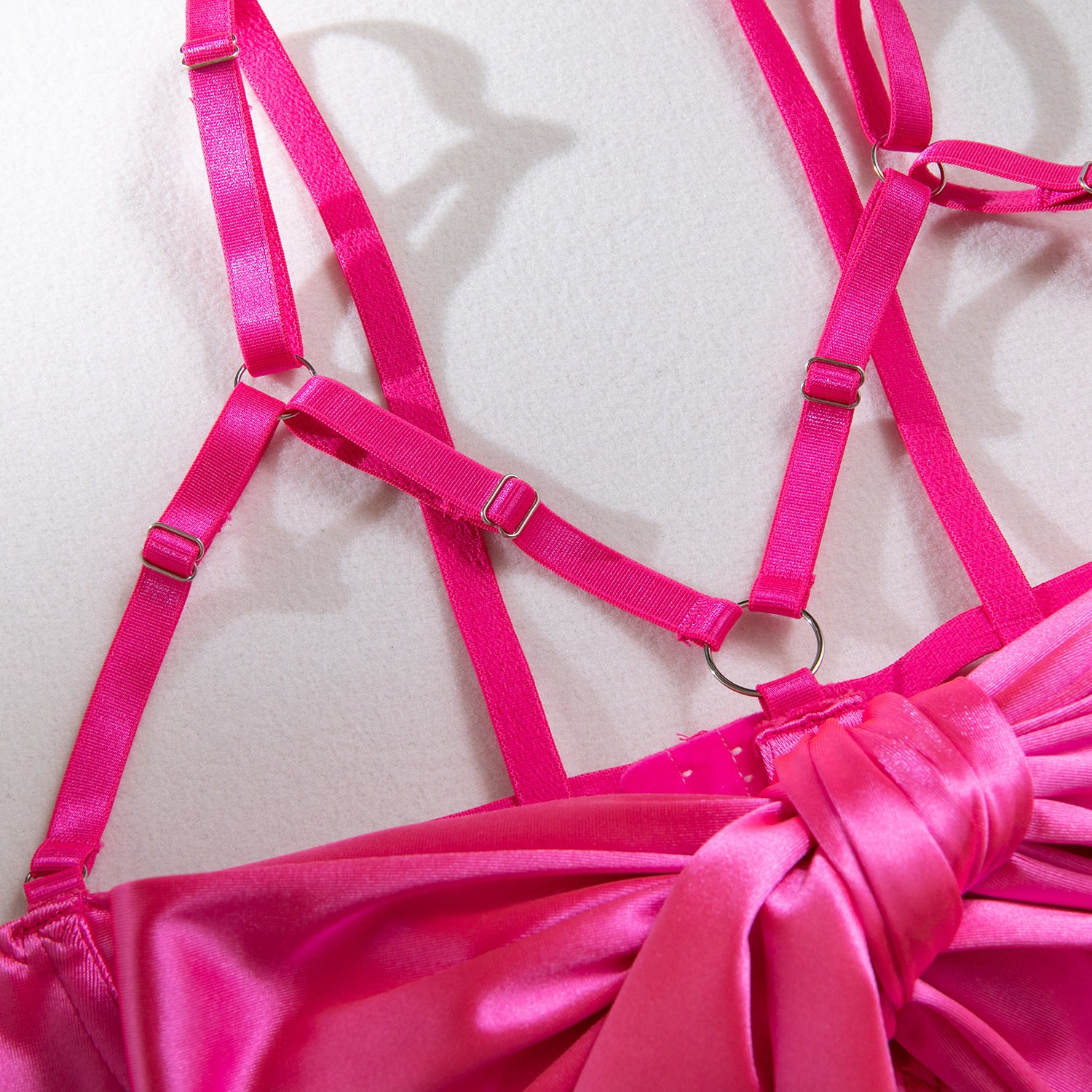 AliExpress hot-selling lingerie steel ring hollow sexy breast satin satin belt leg ring three pieces