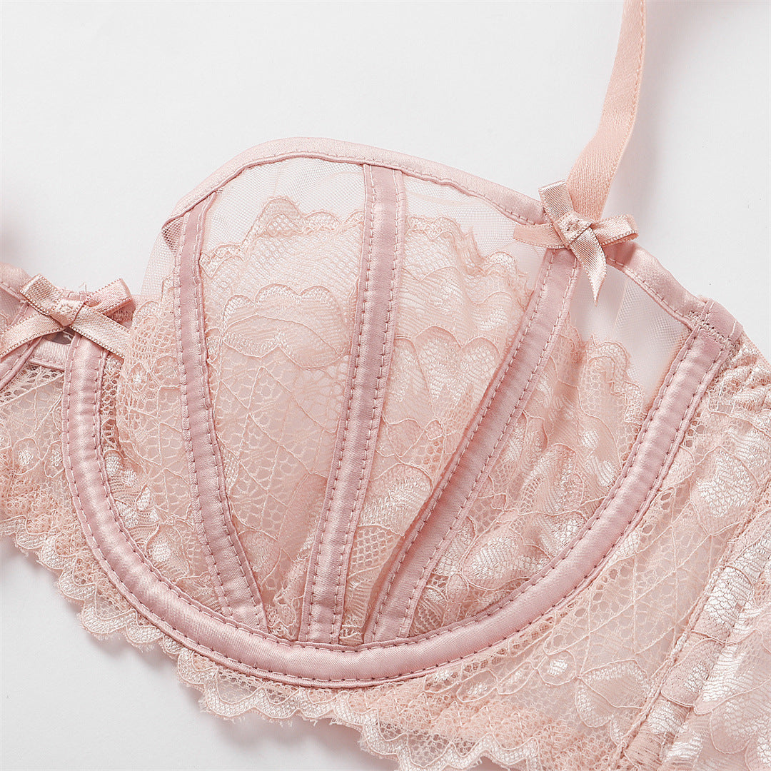 French Lace Full-Cup Bra Set – Minimizing, Lift & Anti-Sag