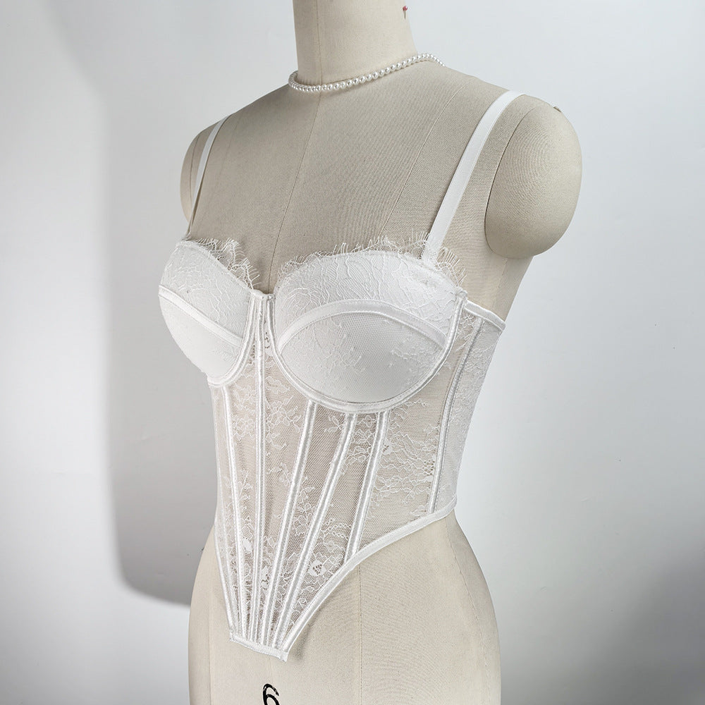 Open Back Lace Fishbone Corset Bra
