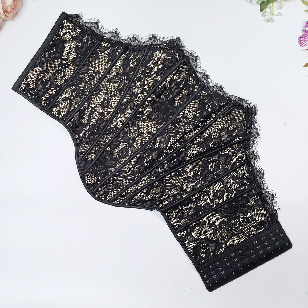 Off-Shoulder Lace Fishbone Corset Bra