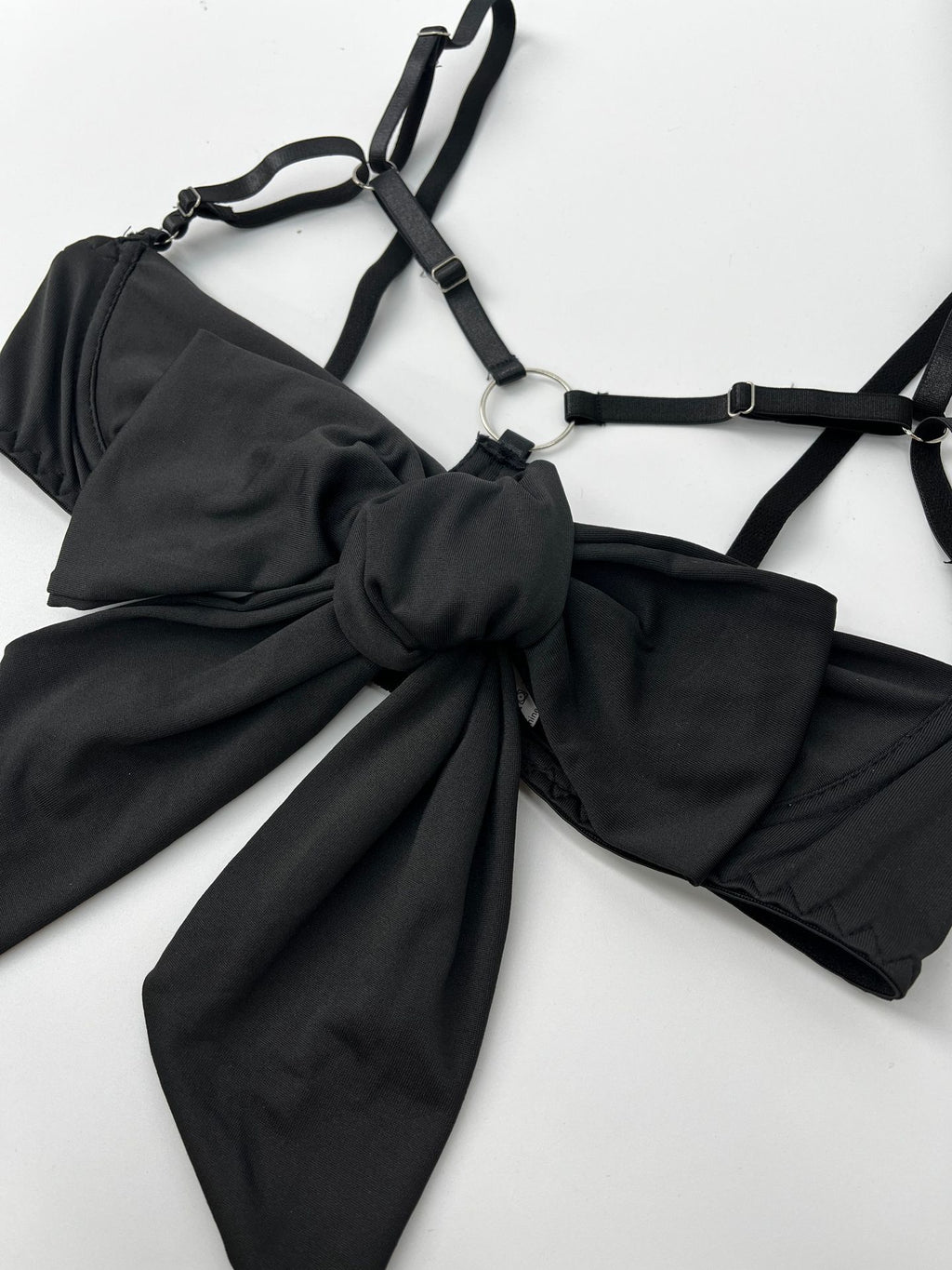 Bow Hollow Strap Lingerie Set – Ultra-Thin, with Leg Socks & Gloves