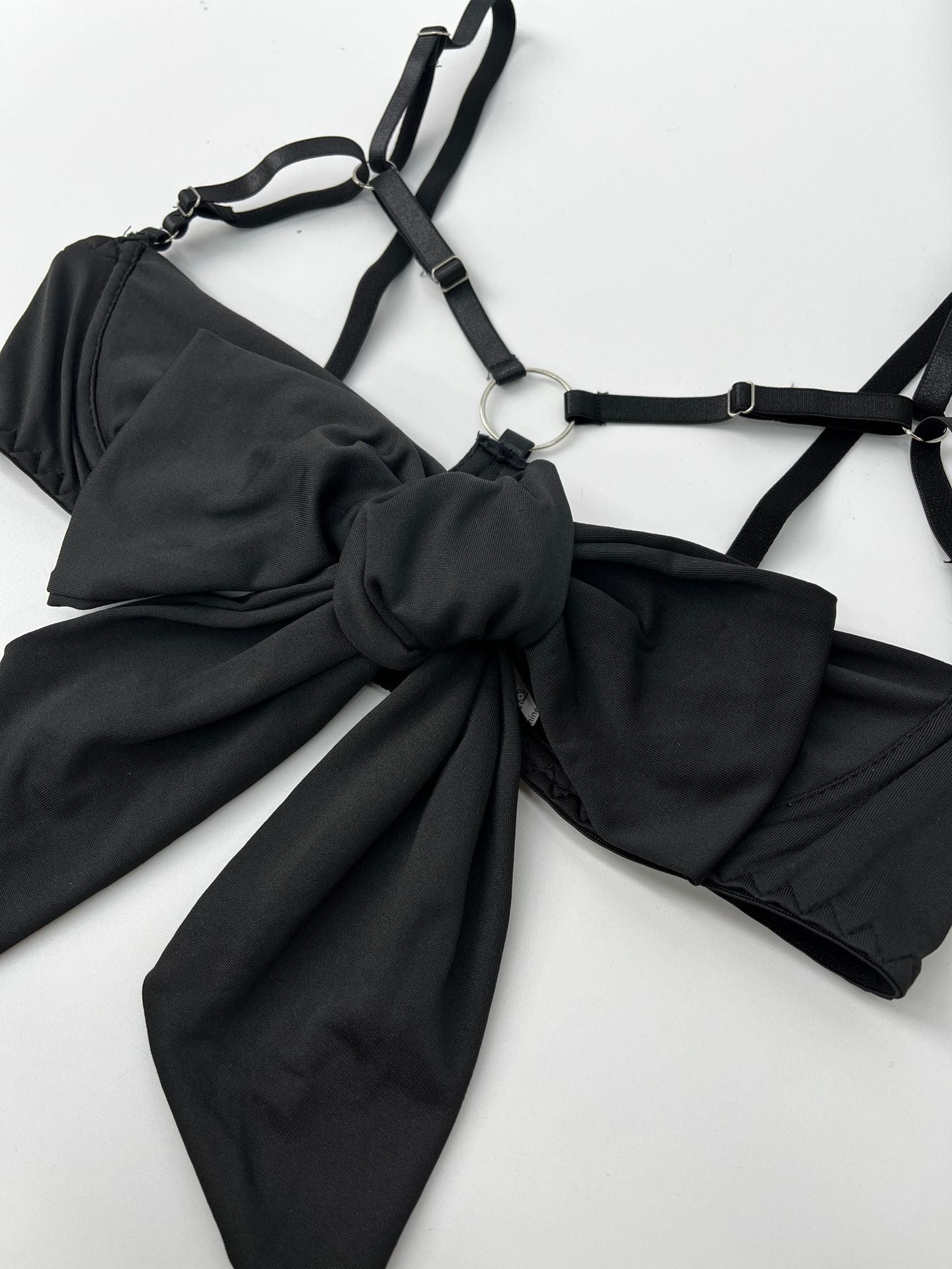 Bow Hollow Strap Lingerie Set – Ultra-Thin, with Leg Socks & Gloves