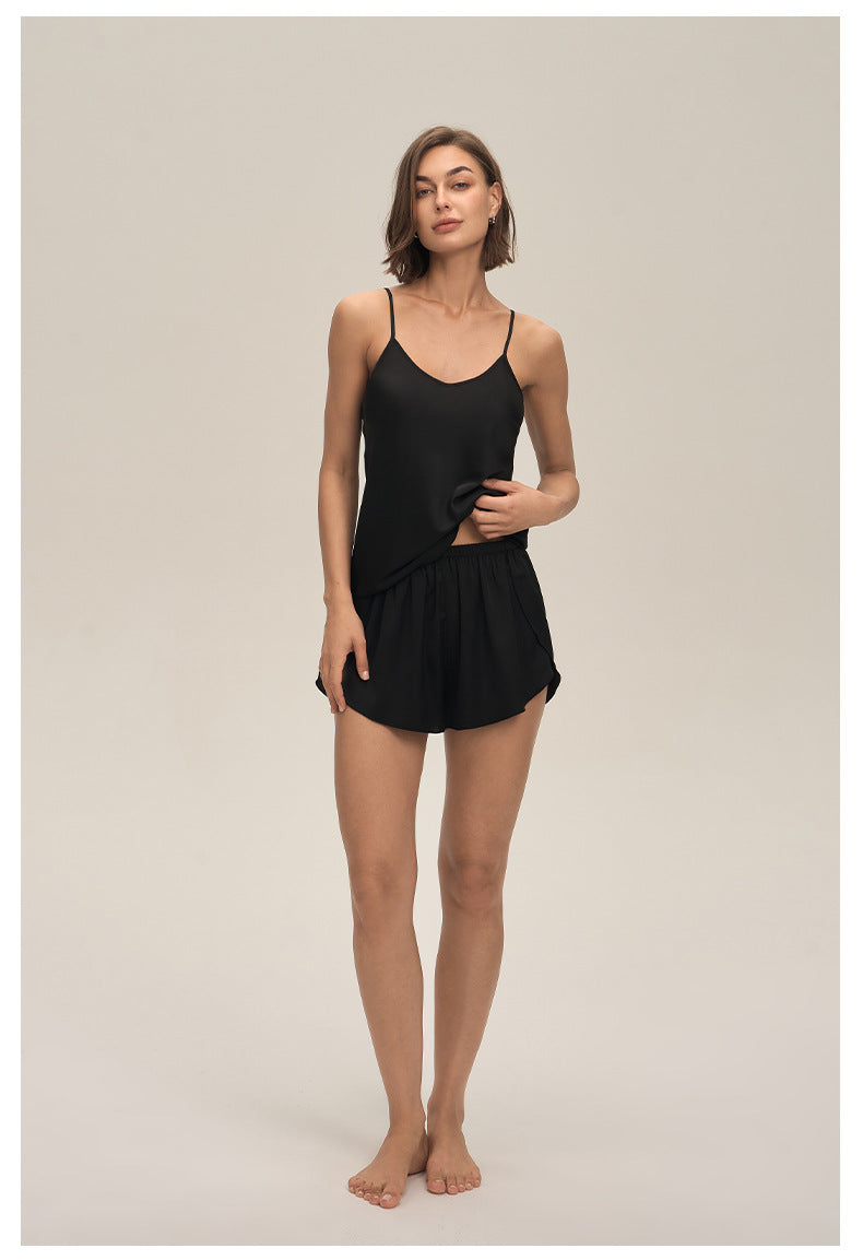 Satin Chiffon Spaghetti Strap Shorts Pajama Set — Sexy Summer Loungewear