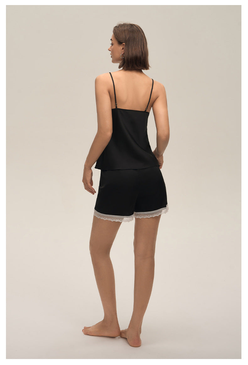 Lace Spaghetti Strap Shorts Loungewear Set — Women's Comfort Homewear