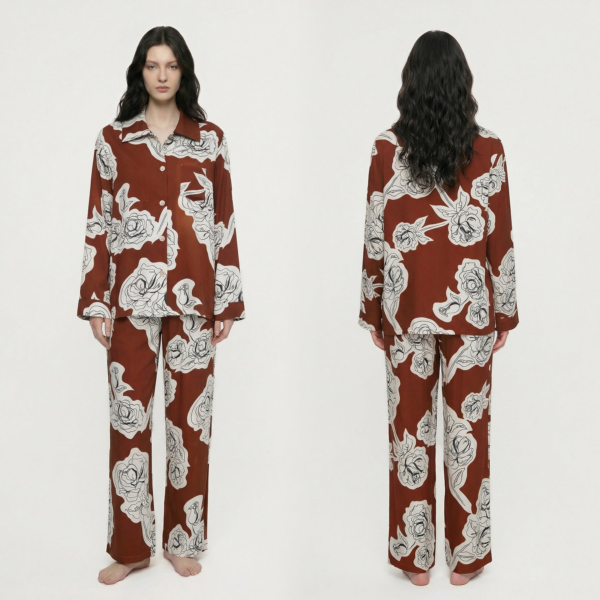 Cotton Lapel Cardigan Pajama Set | Casual Loungewear You Can Wear Outside