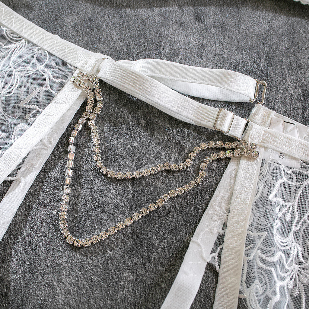 Enchanted Embroidery Chain Sheer Lingerie Set