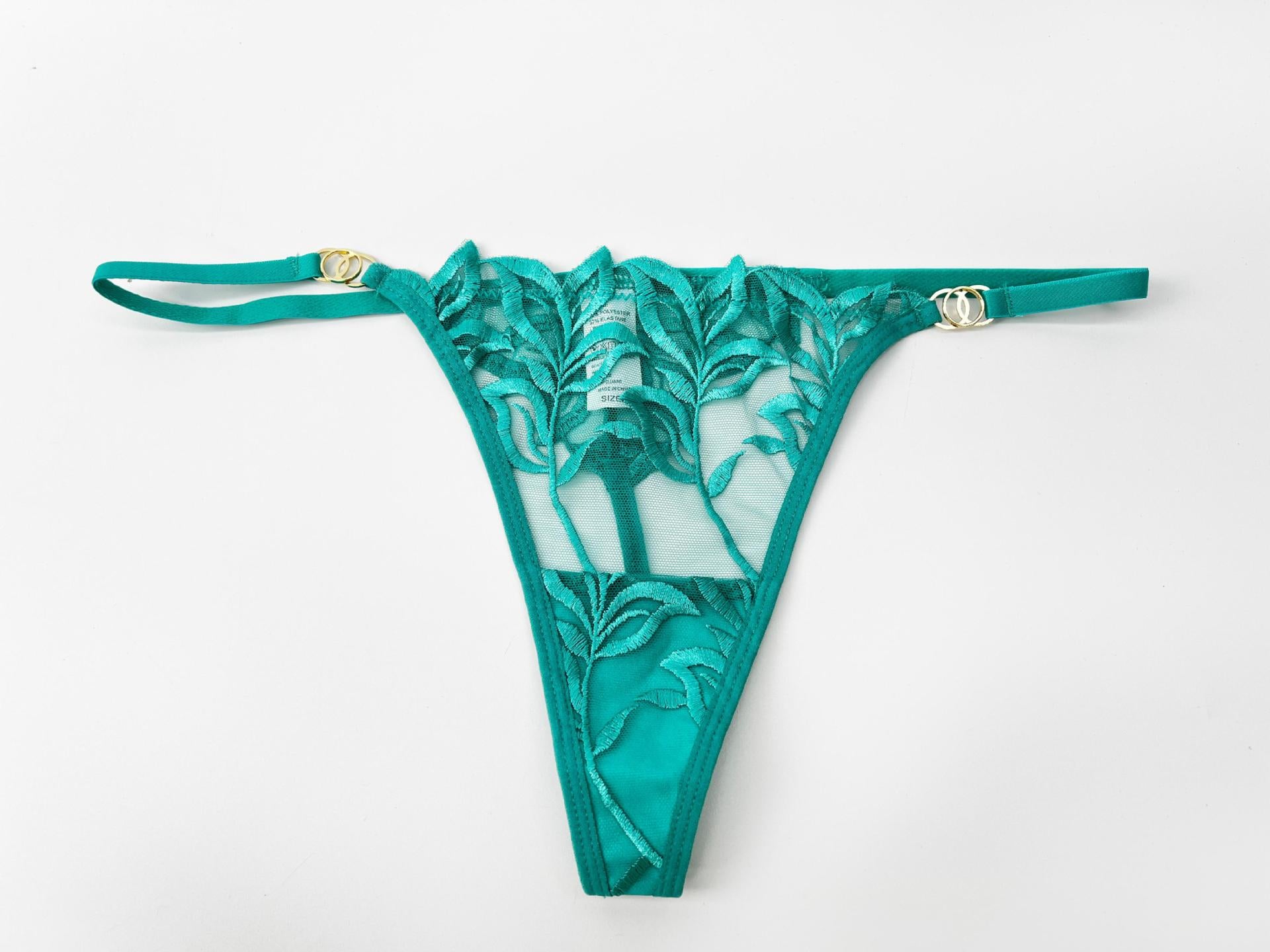 Embroidery Lace Anti-Sag Bra Set – Sheer, Full Coverage, with Thong