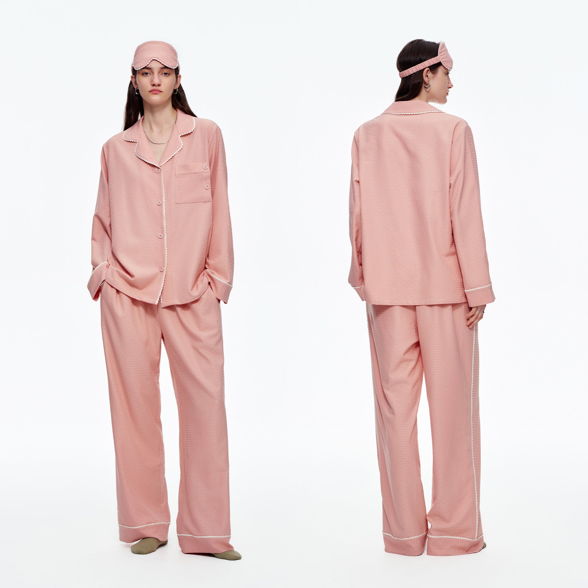 Brushed Soft Long Sleeve Pajama Set | Loose Casual Loungewear