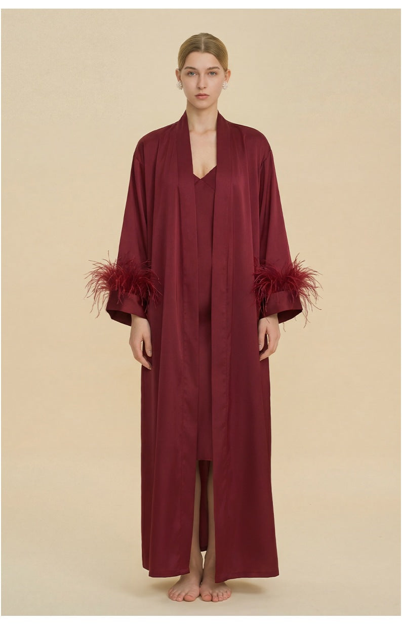 Amazon's new pajamas set women's spring and summer long nightgown suspender nightdress two-piece set women's loungewear women
